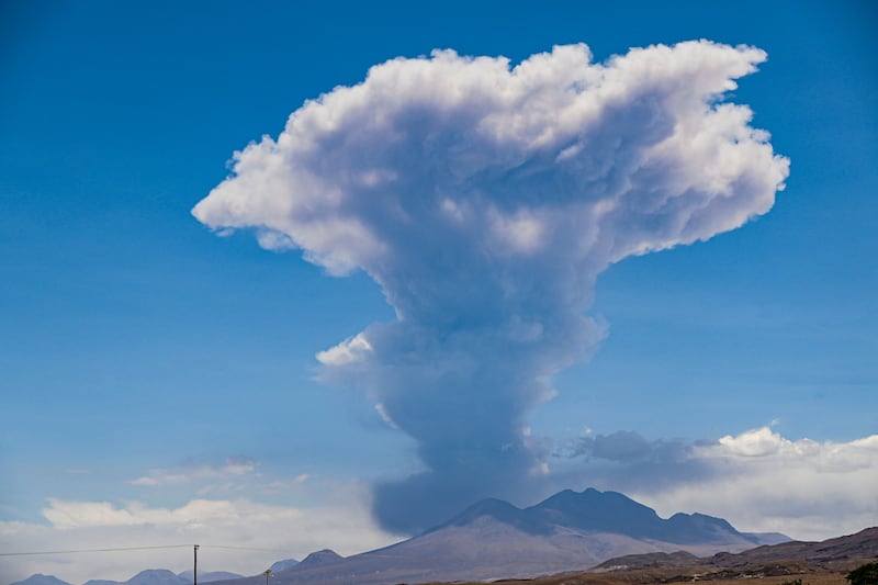 The Lascar volcano in Chile spews a stream of ash and hot gases during an eruption on December 10, 2022. AFP