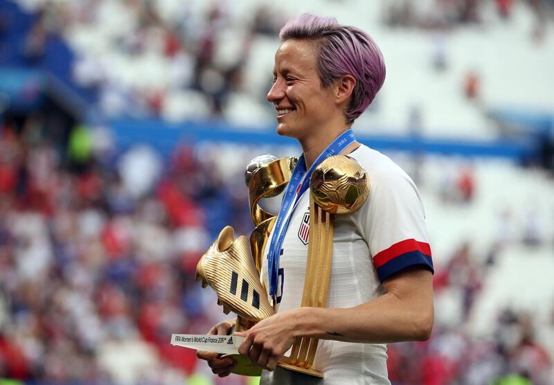 Rapinoe was centre of attention post-match. AP Photo