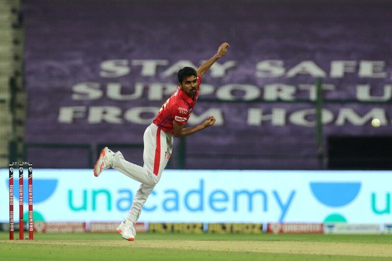 Murugan Ashwin of Kings XI Punjab bowls during match 50 of season 13 of the Dream 11 Indian Premier League (IPL) between the Kings XI Punjab and the Rajasthan Royals at the Sheikh Zayed Stadium, Abu Dhabi  in the United Arab Emirates on the 30th October 2020.  Photo by: Vipin Pawar  / Sportzpics for BCCI
