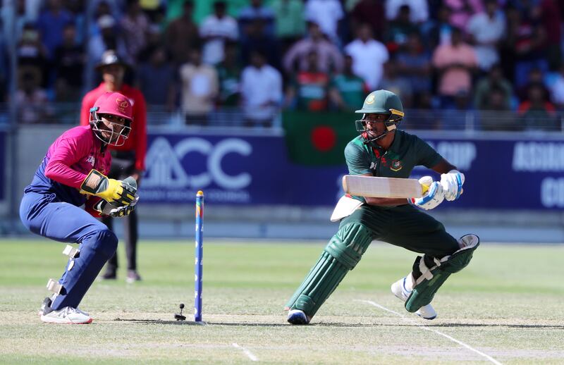 Bangladesh's Ashiqur Rahman Shibli bats during the final. 