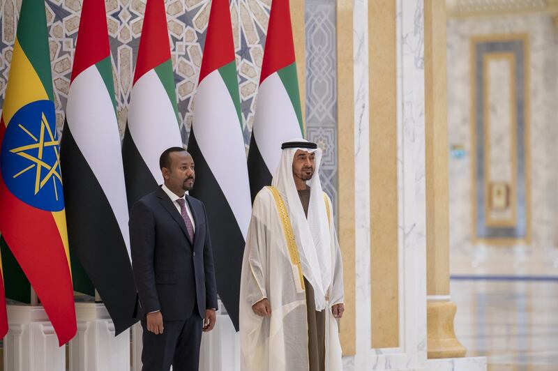 Sheikh Mohamed bin Zayed, Crown Prince of Abu Dhabi and Deputy Supreme Commander of the Armed Forces, welcomed Mr Ahmed to Qasr Al Watan.