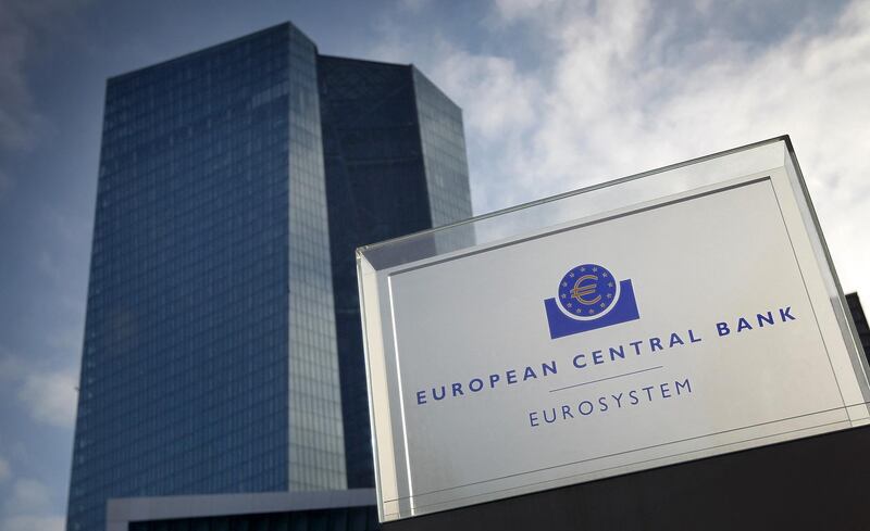 (FILES) In this file photo taken on January 23, 2020 the headquarters of the European Central Bank (ECB) is pictured prior to a news conference following the meeting of the governing council of the ECB in Frankfurt am Main, western Germany. Christine Lagarde is expected to stress the European Central Bank's commitment to cheap money on April 22, 2021, as Europe's biggest economies battle a surge in coronavirus infections that could slow the eurozone recovery. After calming jittery markets last month by promising to "significantly" step up the pace of its pandemic emergency bond purchases, analysts say the ECB's 25-member governing council is under no pressure to take fresh action. Instead, president Lagarde is likely to use her 2:30 pm (1230 GMT) press conference to reiterate the message that there will be no premature end to "favourable financing conditions" until the crisis is deemed over and the rebound is firmly on track. / AFP / Daniel ROLAND

