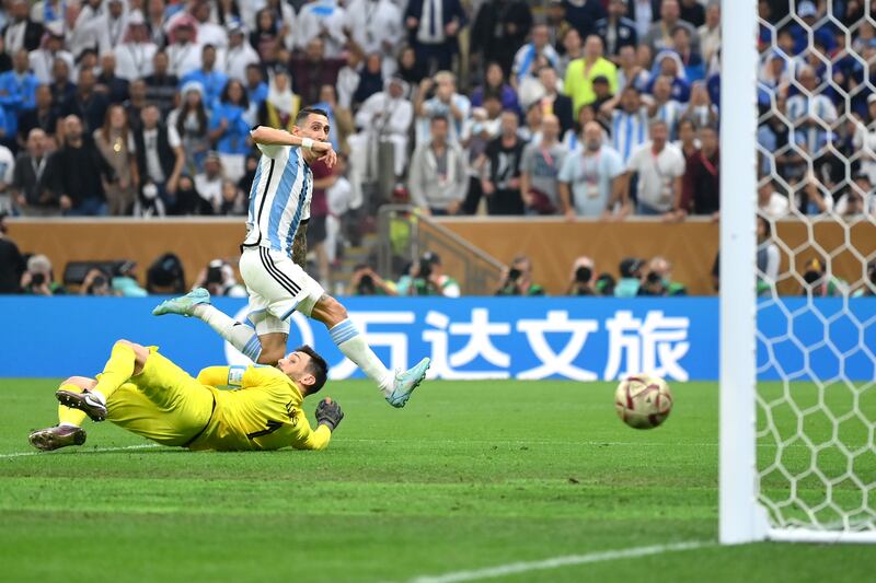 Angel Di Maria scores for Argentina in the first-half. Getty