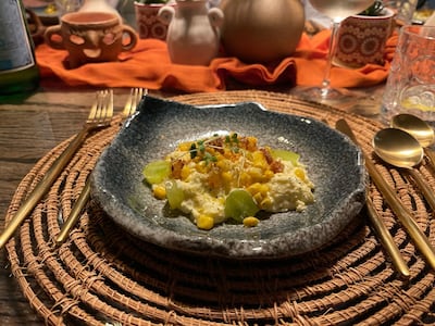 Baby corn with lemongrass chilli oil and masala by chef Gabriela. One Carlo Diaz / The National