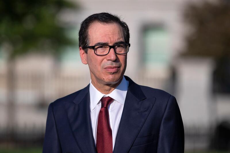 epa07837463 US Secretary of Treasury Steven Mnuchin speaks to the news media outside the West Wing of the White House in Washington, DC, USA, 12 September 2019. Mnuchin discussed trade issues with China and other economic issues.  EPA/ERIK S. LESSER