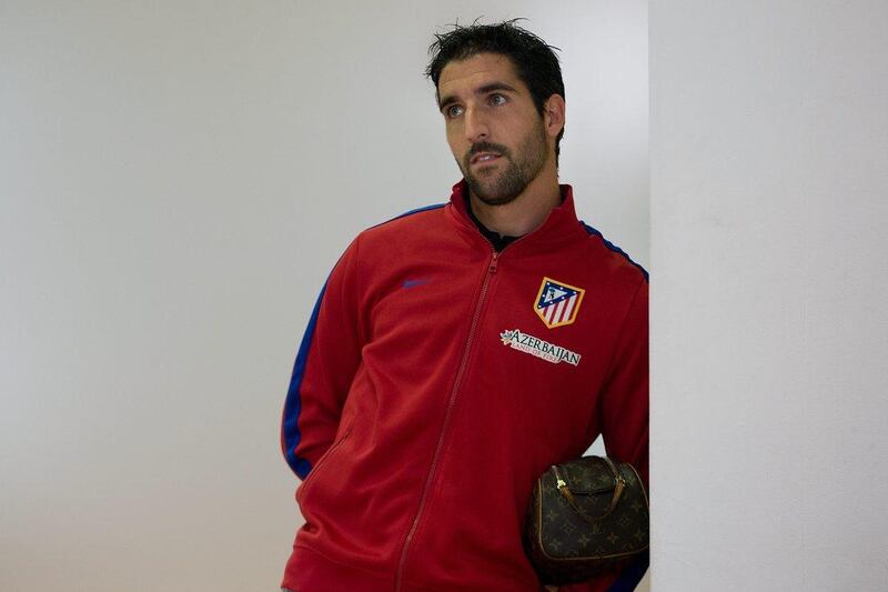 Raul Garcia of Atletico Madrid waits his turn during the Atletico press conference on Monday after the team training session for the Champions League final. Gonzalo Arroyo Moreno / Getty Images / May 19, 2014