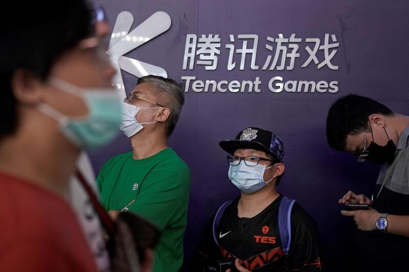 A Tencent Games sign is seen at the China Digital Entertainment Expo and Conference (ChinaJoy) in Shanghai, following the coronavirus disease (COVID-19) outbreak, China July 31, 2020. REUTERS/Aly Song