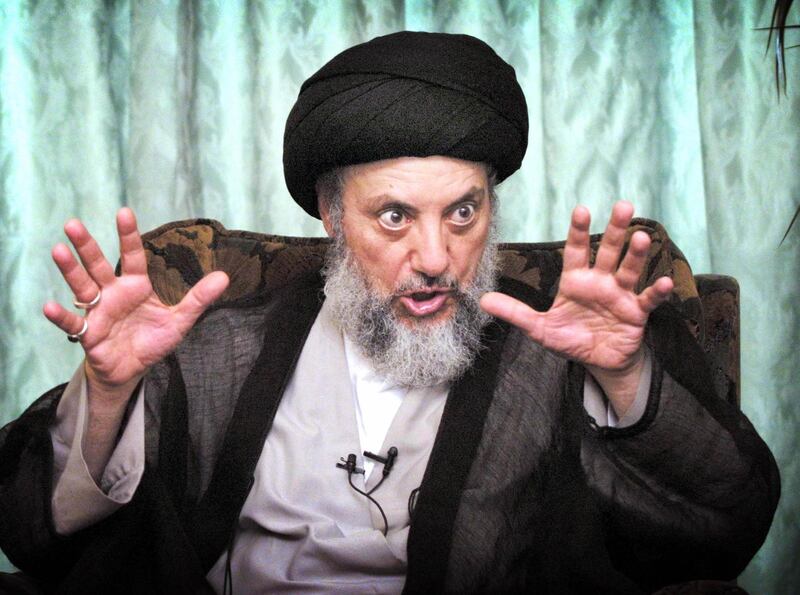 Iraqi Islamist opposition leader Ayatollah Mohammad Baqir al-Hakim
gestures during an interview with Reuters in which he said it was the
duty of the Iraqi people to topple President Saddam Hussein.
REUTERS/Raheb

CJF/AH