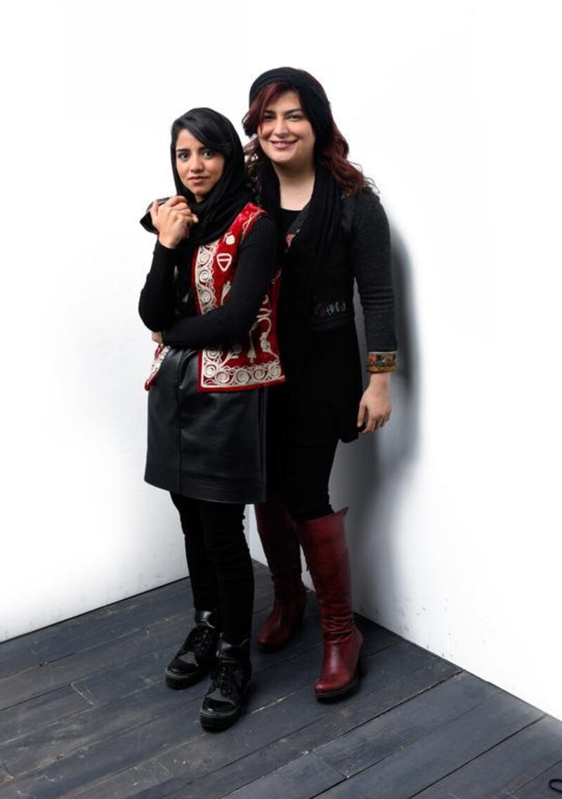 Afghan rapper Sonita Alizadeh, left, with director Rokhsareh Ghaemmaghami. Getty Images
