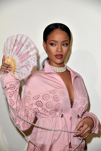 PARIS, FRANCE - SEPTEMBER 28:  Rihanna is seen backstage during FENTY x PUMA by Rihanna at Hotel Salomon de Rothschild on September 28, 2016 in Paris, France.  (Photo by Pascal Le Segretain/Getty Images for Fenty x Puma)