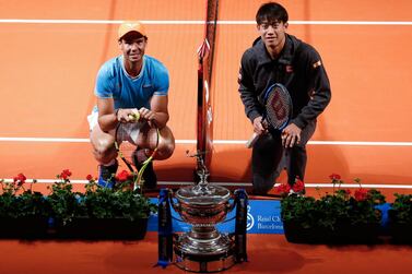 Rafael Nadal, left, and Kei Nishikori will be the players to watch out for at the upcoming Barcelona Open clay-court tournament. AFP