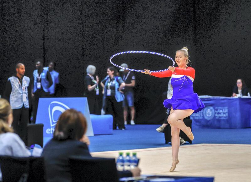 Abu Dhabi, March 17, 2019.  Special Olympics World Games Abu Dhabi 2019. Gymnastics at ADNEC.  Hekla Holmarsdottir of Iceland in action.
Victor Besa/The National