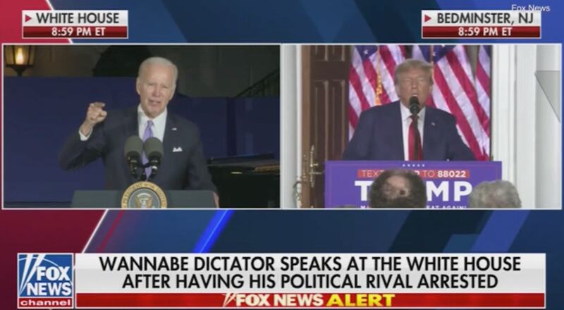 Fox News on June 13 called Joe Biden a 'wannabe dictator'. Photo: Fox / Screengrab