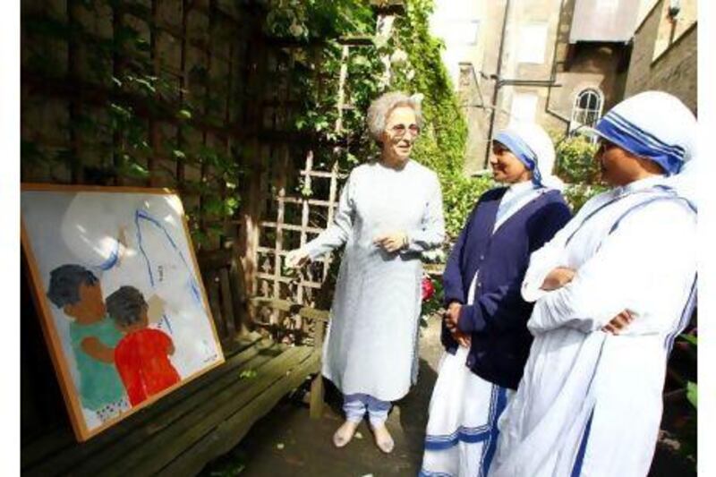 Fashion designer Sunita Kumar with Sisters of the Missionaries of Charity at the launch of Mother Teresa Centenary Art Exhibition in London last year.