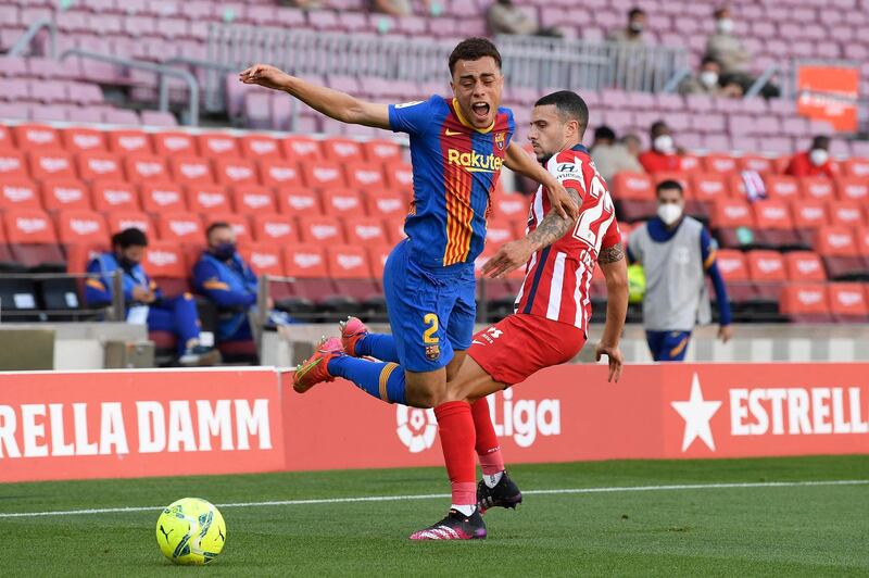 Sergino Dest - 7: Showed pace but the space between the American and Mingueza was what Atletico tried to exploit with long balls. Only 20 and in his first season, but he’s becoming an important player for the young Catalan side. AFP