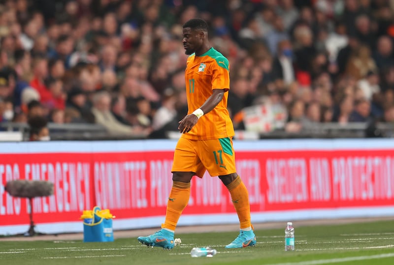 Serge Aurier of the Ivory Coast leaves the pitch after being sent off. Getty