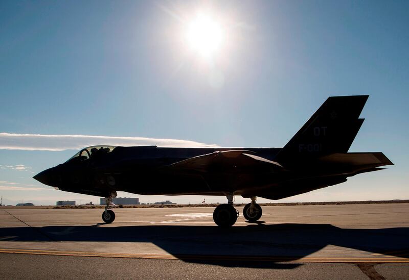 (FILES) In this file photo taken on November 24, 2015 A Dutch Lockheed Martin F-35 Lightning II fighter jet takes off at Edwards Air Force Base, California The White House confirmed on July 17, 2019, that Turkey would no longer be permitted to join in NATO's F-35 fighter program after it purchased a Russian missile defense system.
 / AFP / DAVID MCNEW
