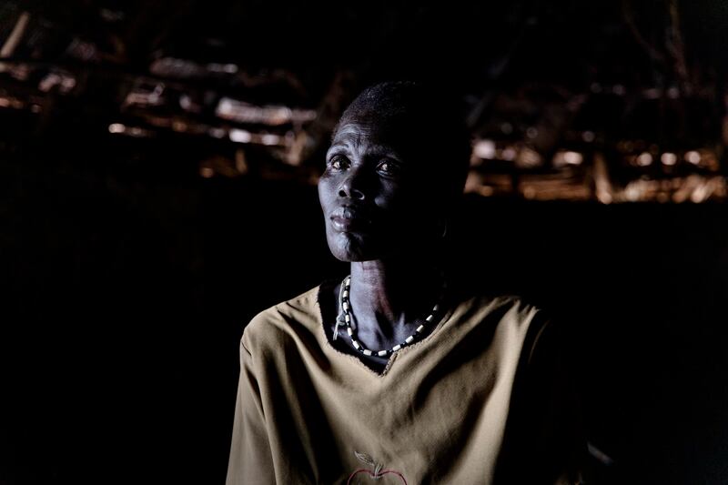 Ajou Bol Yel in Langic village. Her family of seven hosted nine neighbours who lost their homes in the floods. The UN has attributed the increased frequency of flooding to climate change.