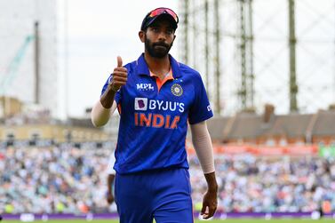 LONDON, ENGLAND - JULY 12: Jasprit Bumrah of India leaves the field after taking 6 wickets during the 1st Royal London Series One Day International between England and India at The Kia Oval on July 12, 2022 in London, England. (Photo by Dan Mullan / Getty Images)
