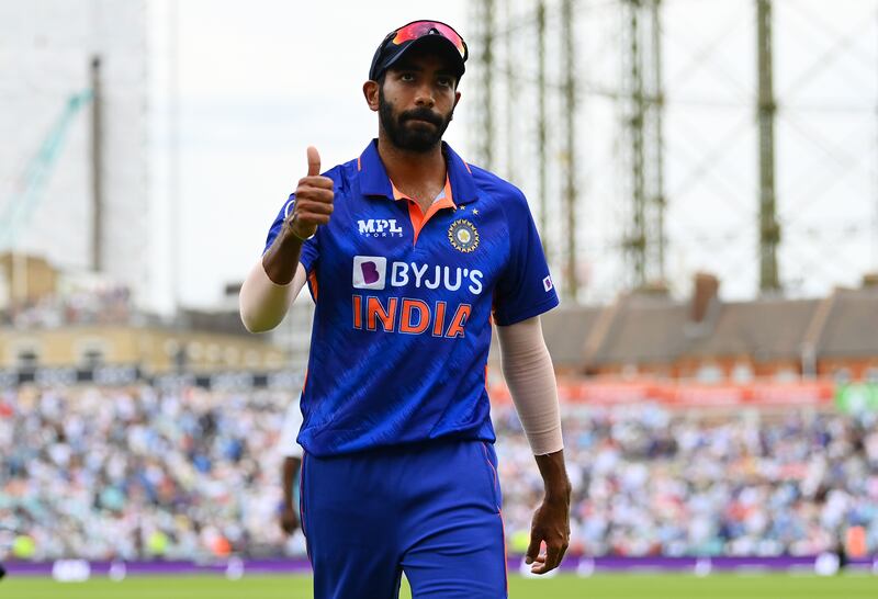 LONDON, ENGLAND - JULY 12: Jasprit Bumrah of India leaves the field after taking 6 wickets during the 1st Royal London Series One Day International between England and India at The Kia Oval on July 12, 2022 in London, England. (Photo by Dan Mullan / Getty Images)