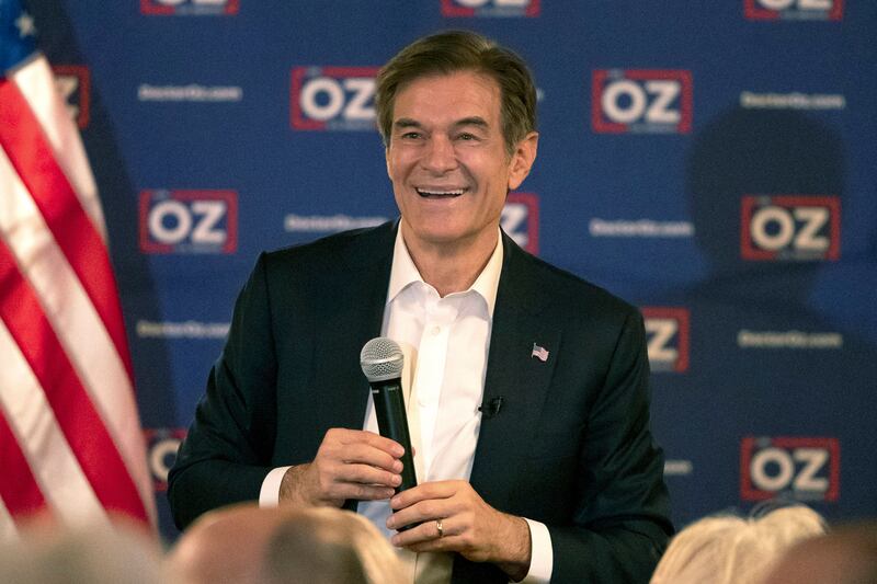 Mehmet Oz, a Republican candidate for the US Senate in Pennsylvania, said President Joe Biden is trying to 'politicise' health. AP