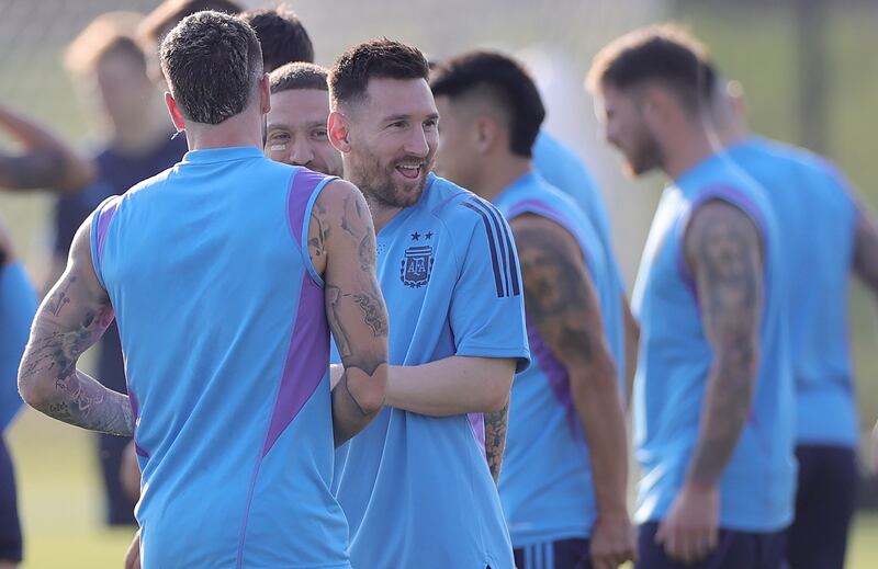 Messi and teammates prepare to face Saudi Arabia. EPA