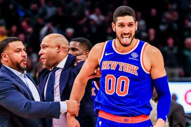 Enes Kanter (R) has had his Turkish passport cancelled by Ankara. EPA.