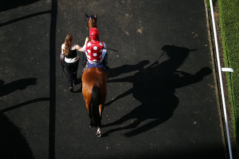 Fergus Sweeney riding Sir Maximilian is led out on to the course for The Wokingham Stakes. Getty Images