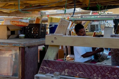 Ramesh begins to prepare a meal for himself and a few other fishermen at noon. Nandini Kochar