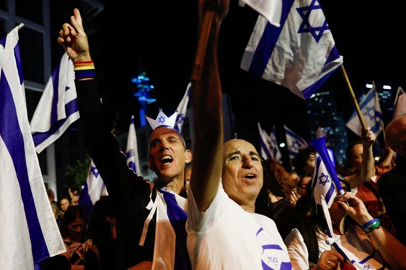 Protesters at the mass 'Independence party' in Tel Aviv. Reuters