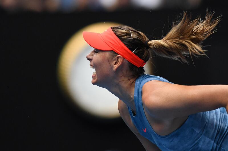 Maria Sharapova of Russia in action against Caroline Wozniacki of Denmark during their women's singles match on day five of the Australian Open Grand Slam tennis tournament in Melbourne. EPA