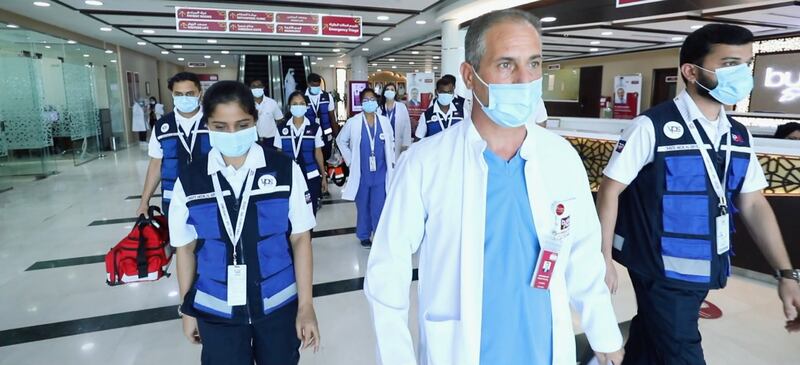 Medical teams set up facilities for PCR testing at hotels in Abu Dhabi and Dubai as 31 matches of the IPL T20 have been moved to the UAE after a surge in Covid-19 cases in India. All pictures courtesy: VPS Healthcare