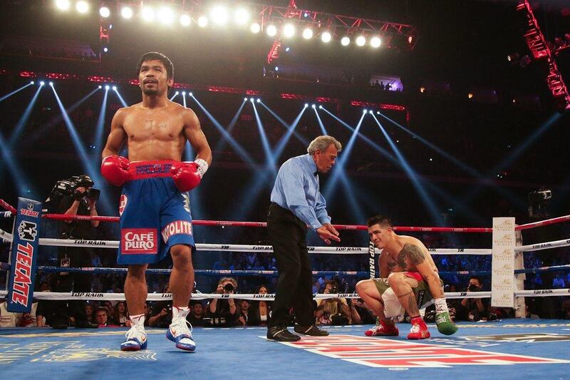 There were no knockdowns in the fight, but Rios briefly tripped to the mat in the first round. Nicky Loh / Getty Images