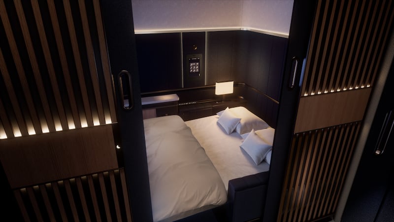 The First Class Suite Plus cabin on Lufthansa has double suites with ceiling-high walls and closable doors. Photo: Lufthansa