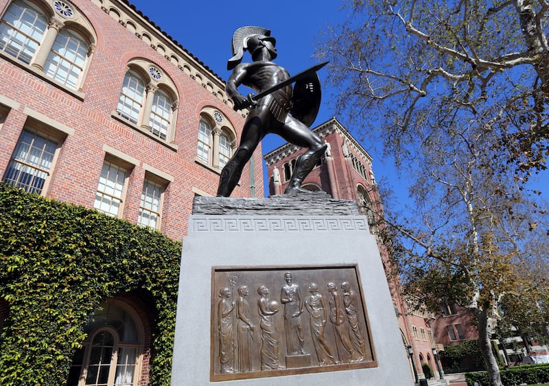 The Trojan Shrine at the University of Southern California. The Provost's Office said in a letter that 'particularly when tensions are running so high across the world, we must prioritise the safety of our community'. AP