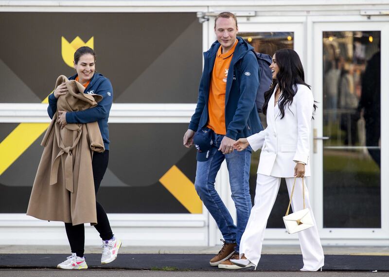 Meghan, Duchess of Sussex arrives ahead of the start of the Invictus Games in The Hague. The EPA