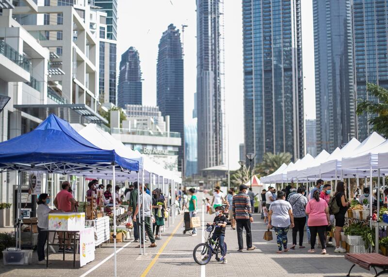 DUBAI, UNITED ARAB EMIRATES.  19 FEBRUARY 2021. 
Farmer's Market at Bay Avenue
Photo: Reem Mohammed / The National
Reporter: Patrick Ryan