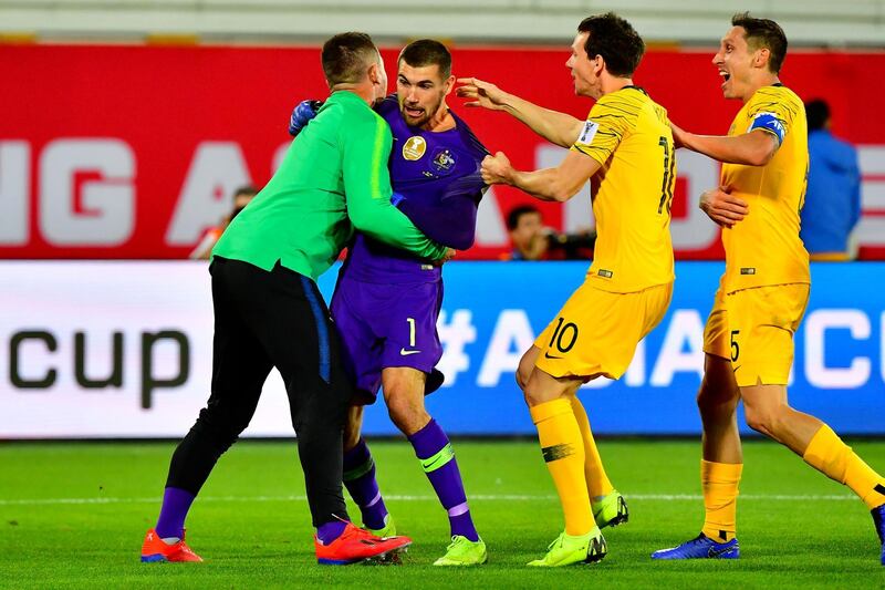 Australia goalkeeper Mat Ryan saved two penalties in the shoot-out. AFP