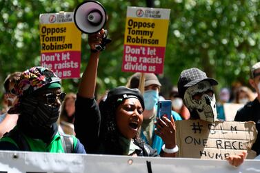 A Black Lives Matter movement at Hyde Park in London. AP