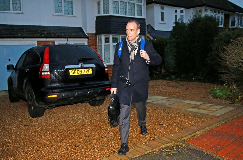 Dominic Rabb, former Secretary of State for Exiting the European Union, leaves his home after it was announced that the Conservative Party will hold a vote of no confidence in the prime minister. Reuters