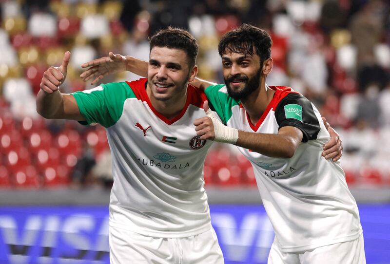 Al Jazira's Zayed Al Ameri celebrates scoring but the goal was disallowed. Reuters