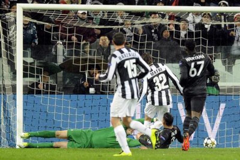 Juventus's Alessandro Matri scores against Celtic.