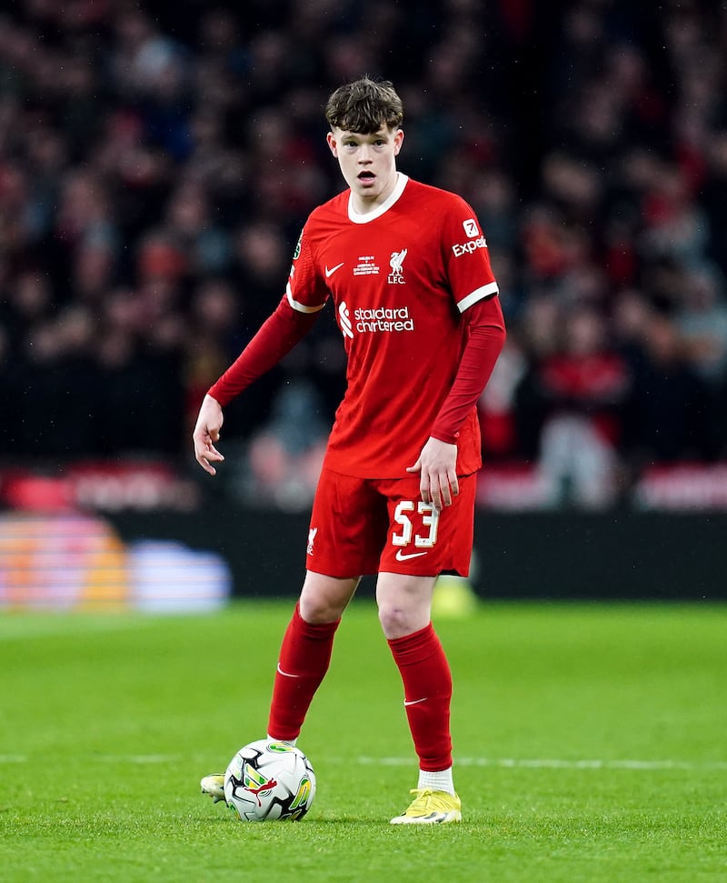 (On for Mac Allister 88’) One of three very young substitutes brought on with injuries leaving Liverpool with no experience on bench to turn to. Booked for blatant pulling on Palmer's shirt. PA