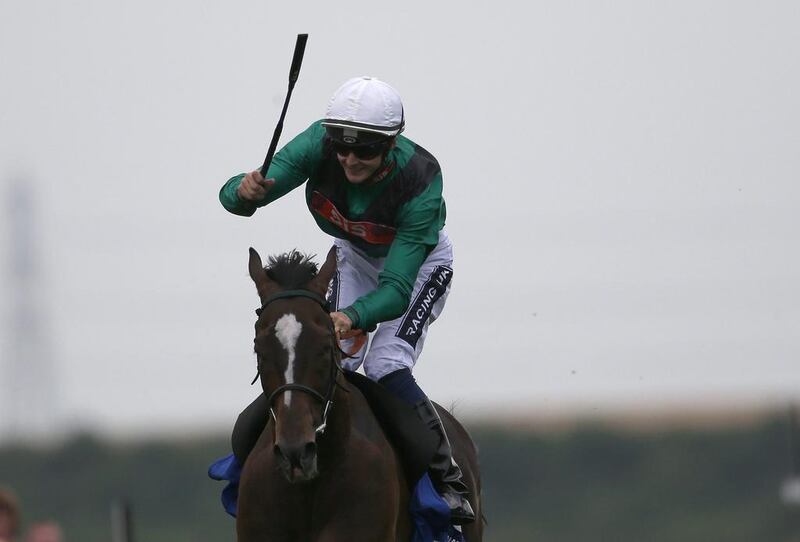 Harry Bentley and Limato race to victory in the July Cup at Newmarket last year. Alan Crowhurst / Getty Images