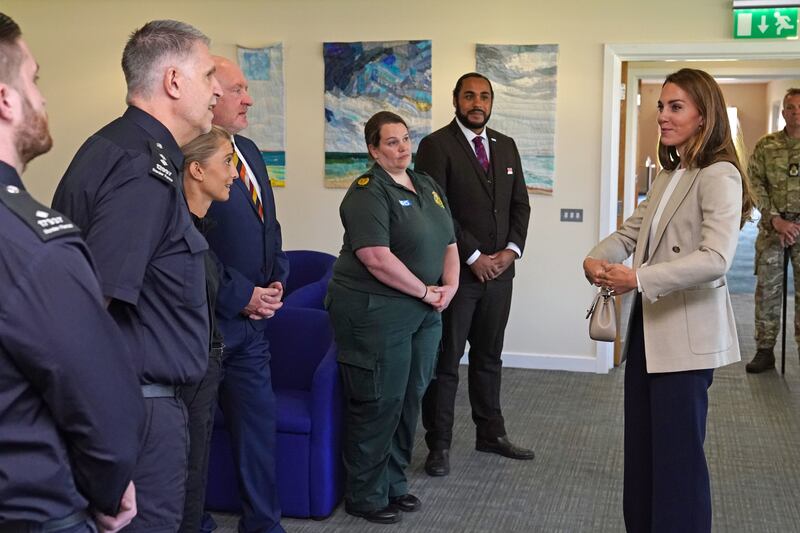 The Duchess of Cambridge met RAF aircrews and medics who helped rescue thousands of Afghans following the Taliban takeover.