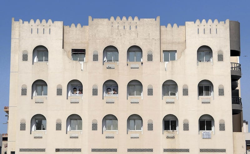 DUBAI, UNITED ARAB EMIRATES , June 4 – 2020 :- Outside view of the Neel Kamal Building in Bur Dubai area in Dubai. The architecture design of these old buildings are very different as compare to modern buildings.  (Pawan Singh / The National) For Photo Feature/Online/Instagram.