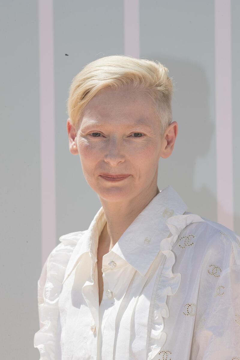 BANGKOK, THAILAND - OCTOBER 31: Tilda Swinton attends the Chanel Cruise 2018/19 Replica Show at Sermsuk Warehouse Pepsi Pier on October 31, 2018 in Bangkok, Thailand. (Photo by Brent Lewin/Getty Images For Chanel)