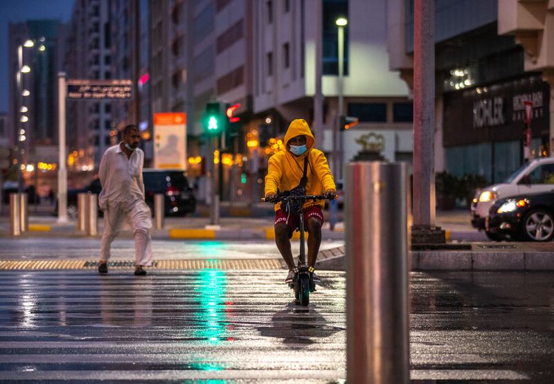 Showers in Abu Dhabi on Sunday morning. Victor Besa / The National