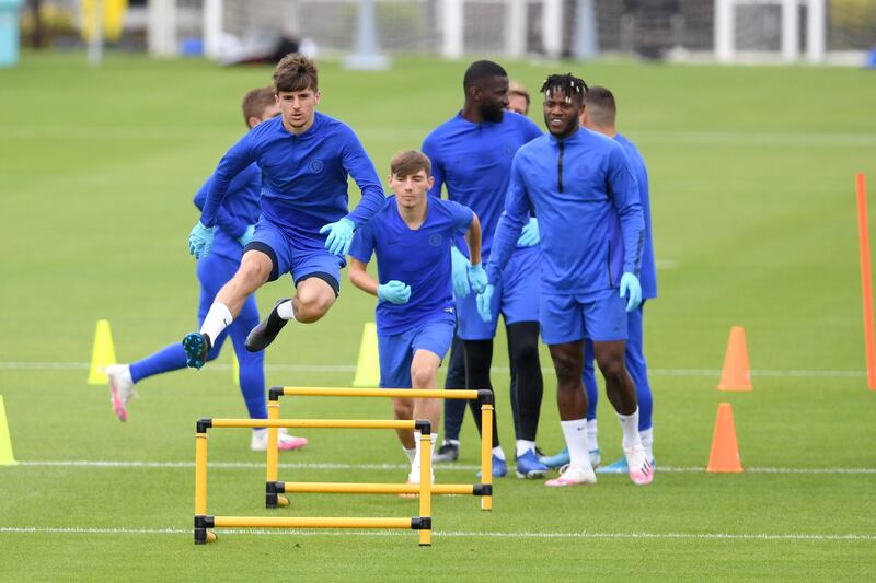 COBHAM, ENGLAND - JUNE 09: Mason Mount of Chelsea during a training session at Chelsea Training Ground on June 9, 2020 in Cobham, England. (Photo by Darren Walsh/Chelsea FC via Getty Images)