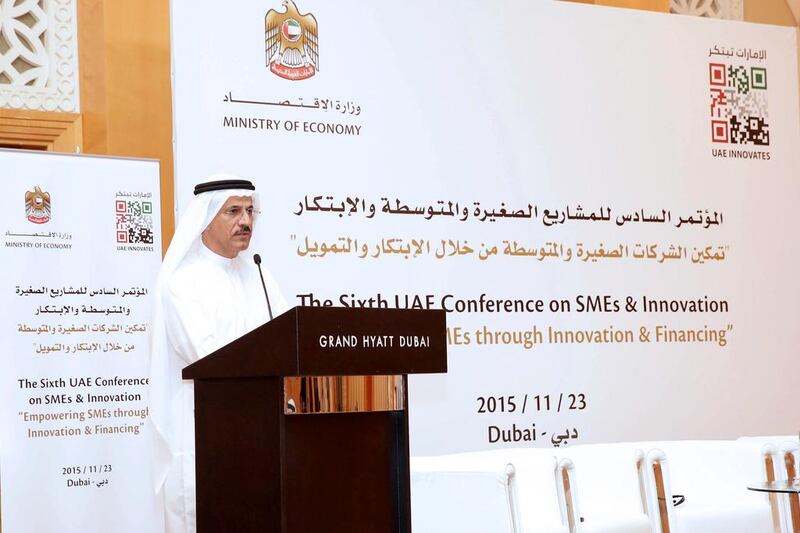 Minister of Economy Sultan Al Mansouri said there was still plenty of room for growth in loans to SMEs. Courtesy Ministry of Economy